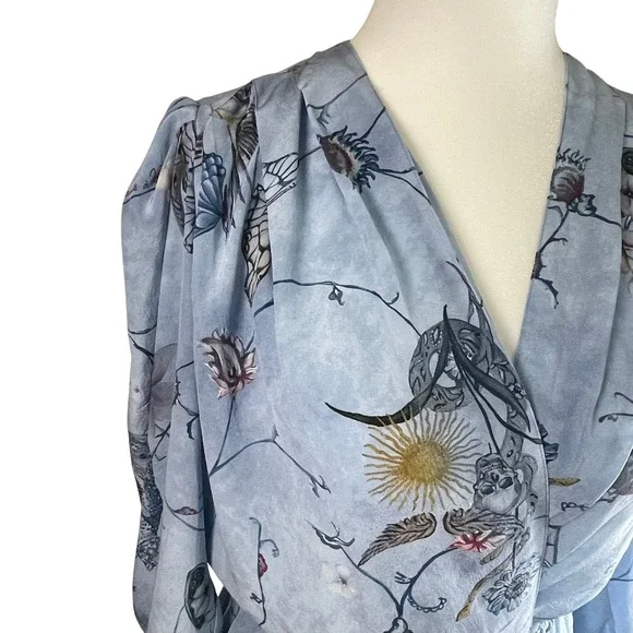 Zadig & Voltaire Holly Rogers Silk CDC Floral Skull Bird Print Mini Dress‎ XS
